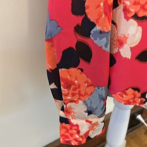 J Crew black red floral sheer long sleeve blouse Size S EUC - Picture 4 of 10